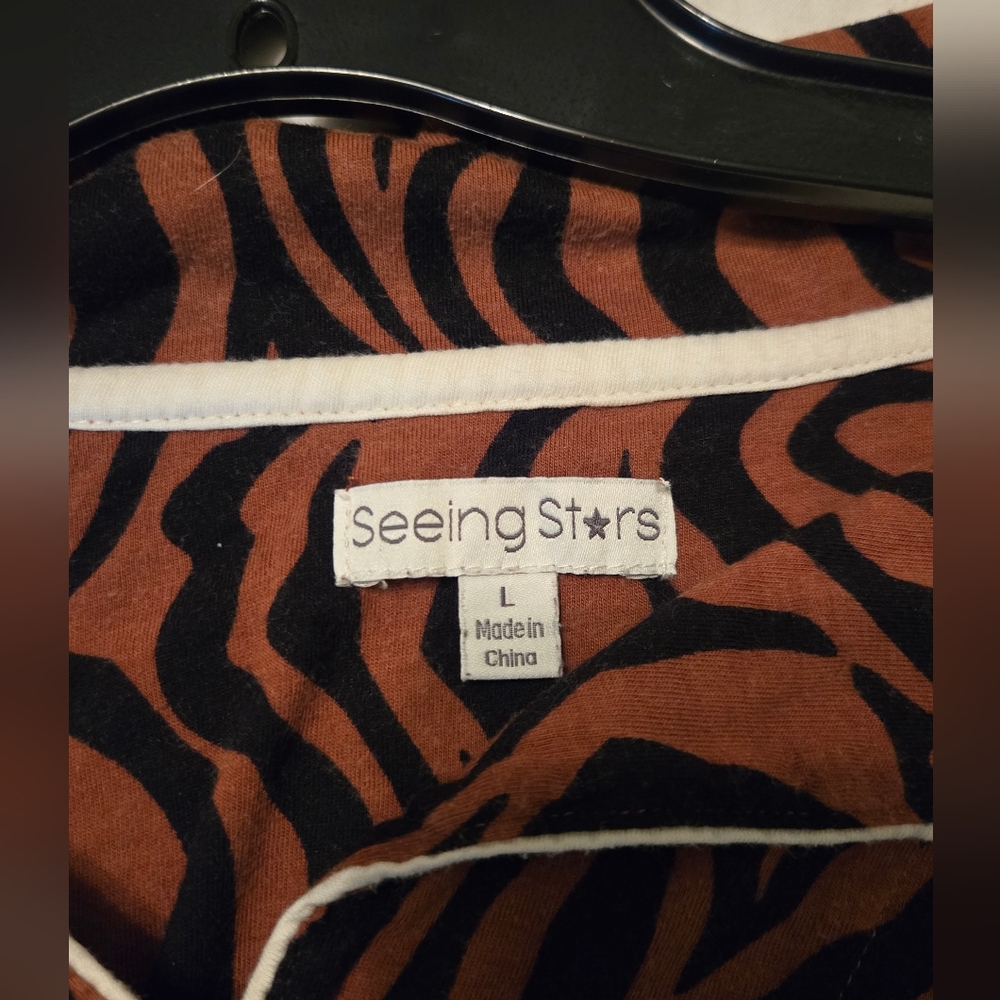 Zebra Print Button-Up Pajama Set, Size Large, Seeing Stars - Picture 12 of 15
